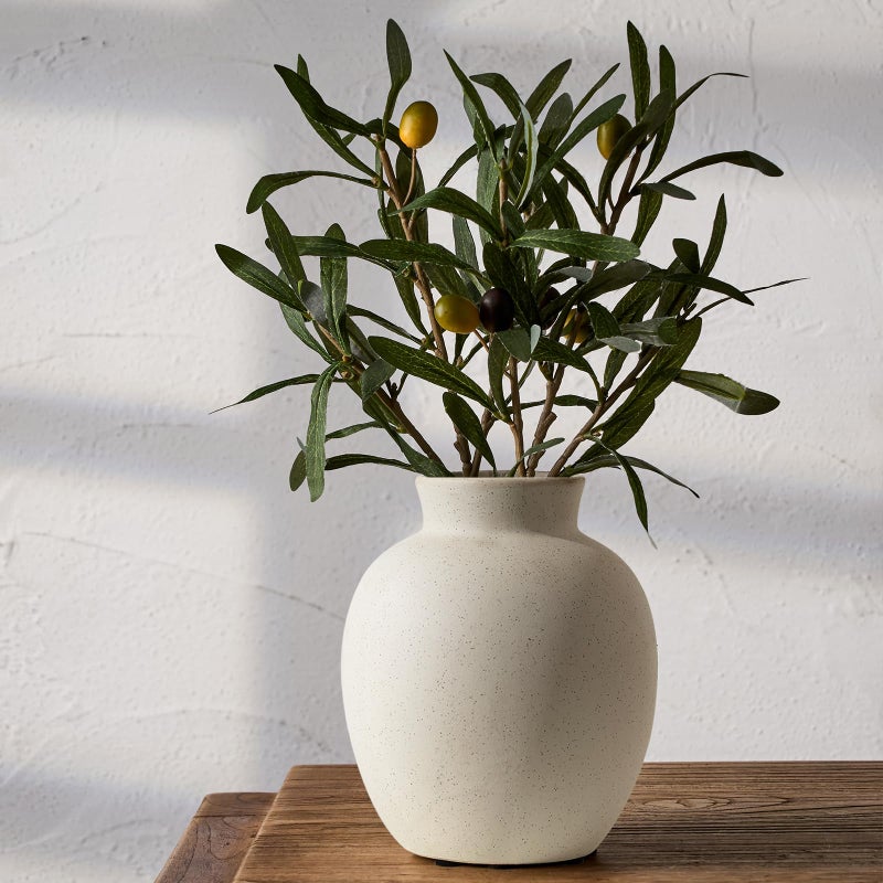 SIDUCAL Spotted Ceramic Modern Style Vase 57 Inch Rustic Farmhouse Boho Vase for Home Decor Terracotta for Table Living Room Wedding Mantel Decoration Speckled White