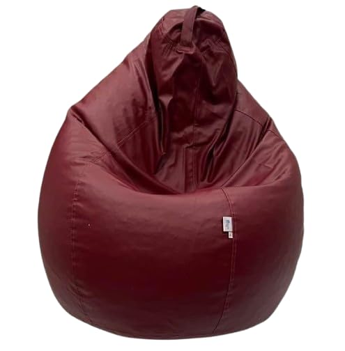 OHSTORE Premium Bean Bag Chair Ultra Comfortable Durable Faux Leather Cover Lightweight Ergonomic Lounge Seat for Home Office Gaming Relaxation Maroon 4XLBB - Image 1