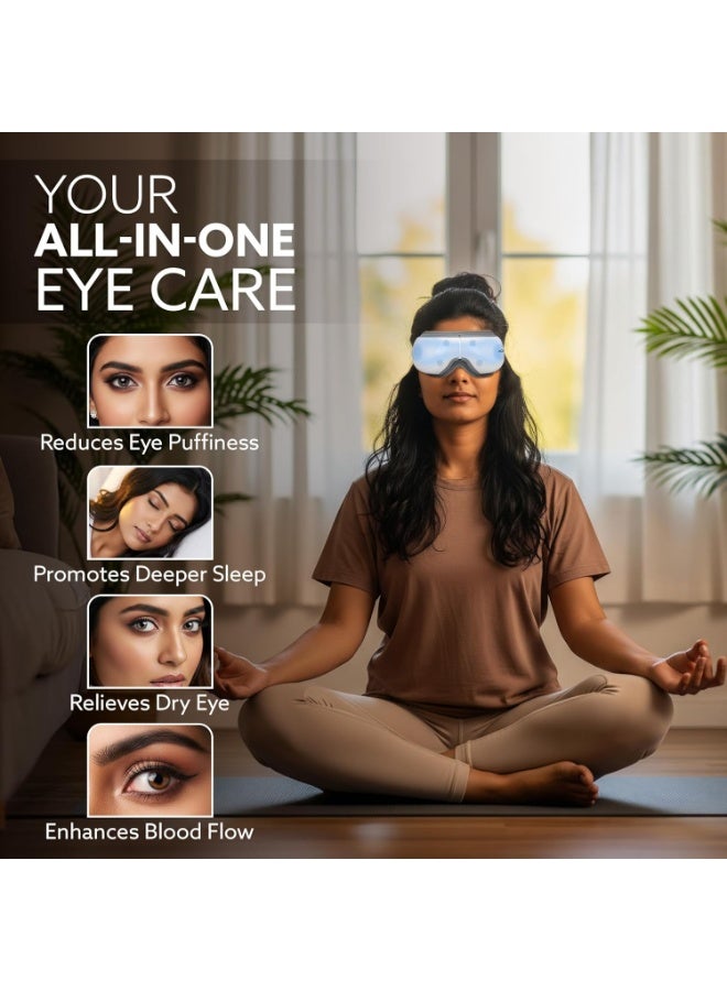AGARO Supreme Eye Massager with Lukewarm Heat, Relax, Reduce Eye Strain, Relief from Stress, Air Compression Massage, 180° Foldable, 5 Modes, Bluetooth Music, Improves Sleep - Image 3