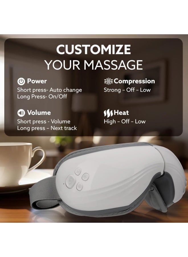 AGARO Supreme Eye Massager with Lukewarm Heat, Relax, Reduce Eye Strain, Relief from Stress, Air Compression Massage, 180° Foldable, 5 Modes, Bluetooth Music, Improves Sleep - Image 4