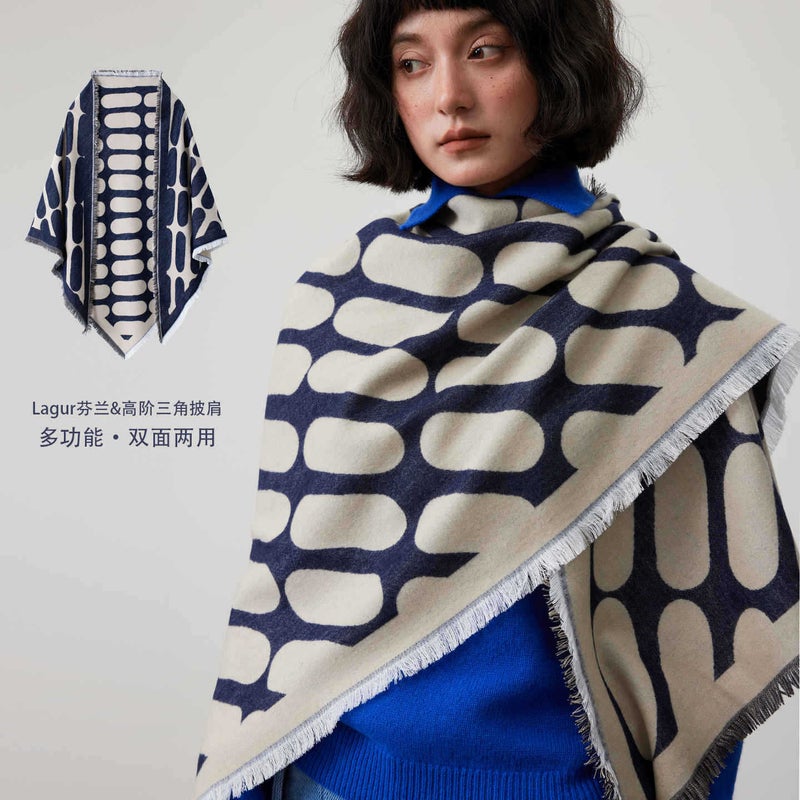 Wool Blend Triangle Shawl Scarf - Image 5