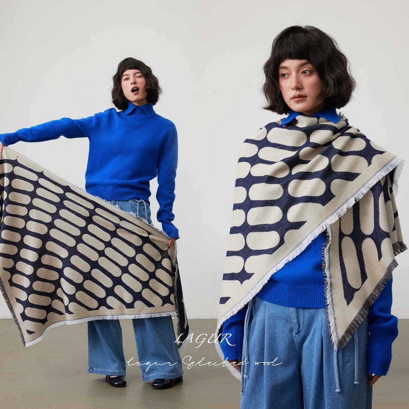 Wool Blend Triangle Shawl Scarf - Image 2