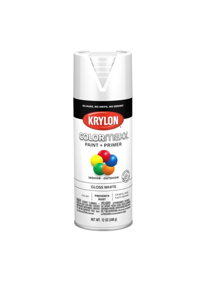 Krylon Colormaxx Indoor and Outdoor Spray Paint and Primer White 12oz K05545007
