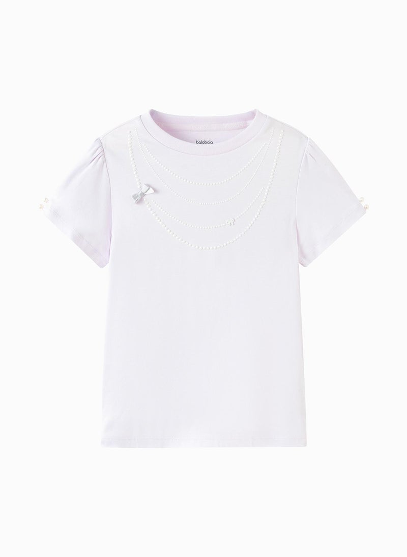 Balabala Kids Girls Round neck short-sleeved T-shirt - Image 1