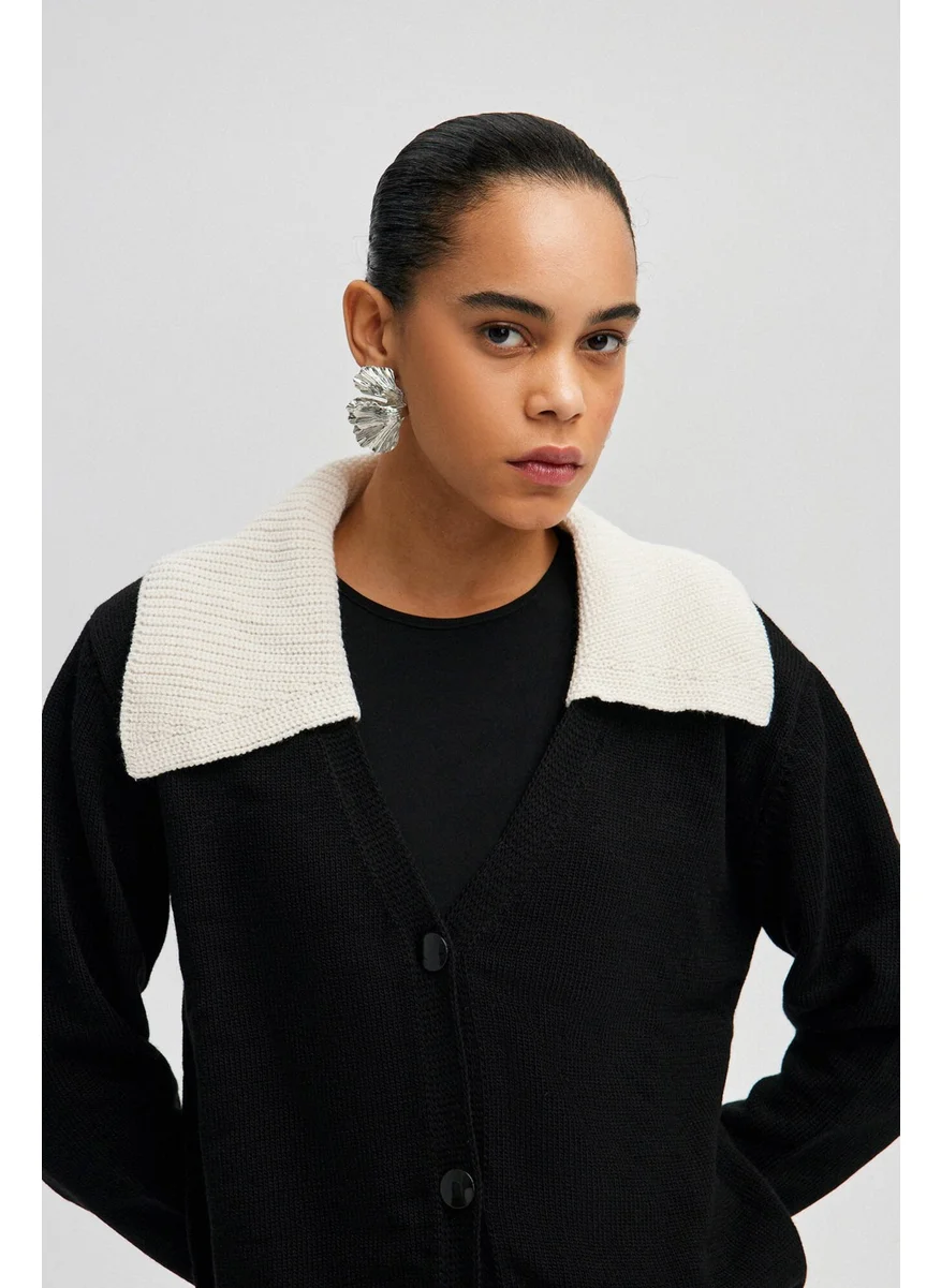 تاتشي Contrast Collar Knitted Cardigan