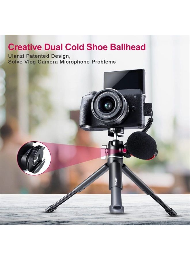 Ulanzi Mini Camera Tripod with 360° Ball Head & Cold Shoe, Extendable Small Selfie Stick Tabletop Tripod Stand Handle Grip for Camera iPhone 11 Canon G7X Mark III Sony ZV-1 RX100 VII A6600 Vlogging