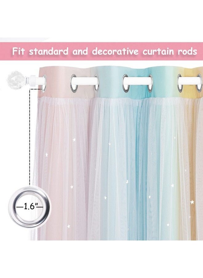 NICETOWN - Kids Room Decor Curtains For Girls Nursery Star Cut Princess Room Design Curtains With Versatile Styling Options For Backdrops (Pink & Yellow & Green & Pink Each Is W52 X L84 Sold By 2) - Image 1