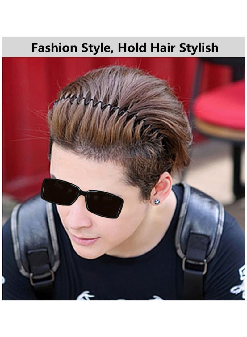 Metal Hair Bands for Men Women's Headbands, Unisex Black Wavy Spring Sports Headband for Men's Hair Band Hoop Clips Women Accessories Simple Elastic Non Slip Wide Headwear Bandeau Outdoors - Image 4