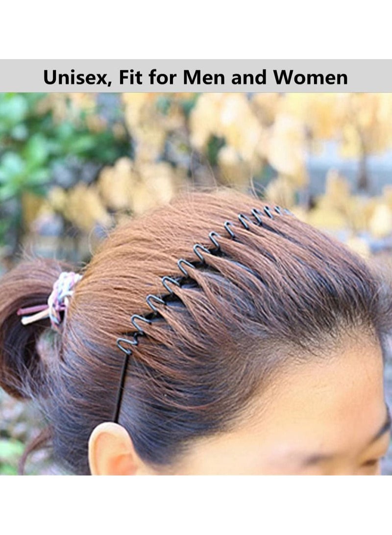 Metal Hair Bands for Men Women's Headbands, Unisex Black Wavy Spring Sports Headband for Men's Hair Band Hoop Clips Women Accessories Simple Elastic Non Slip Wide Headwear Bandeau Outdoors - Image 5