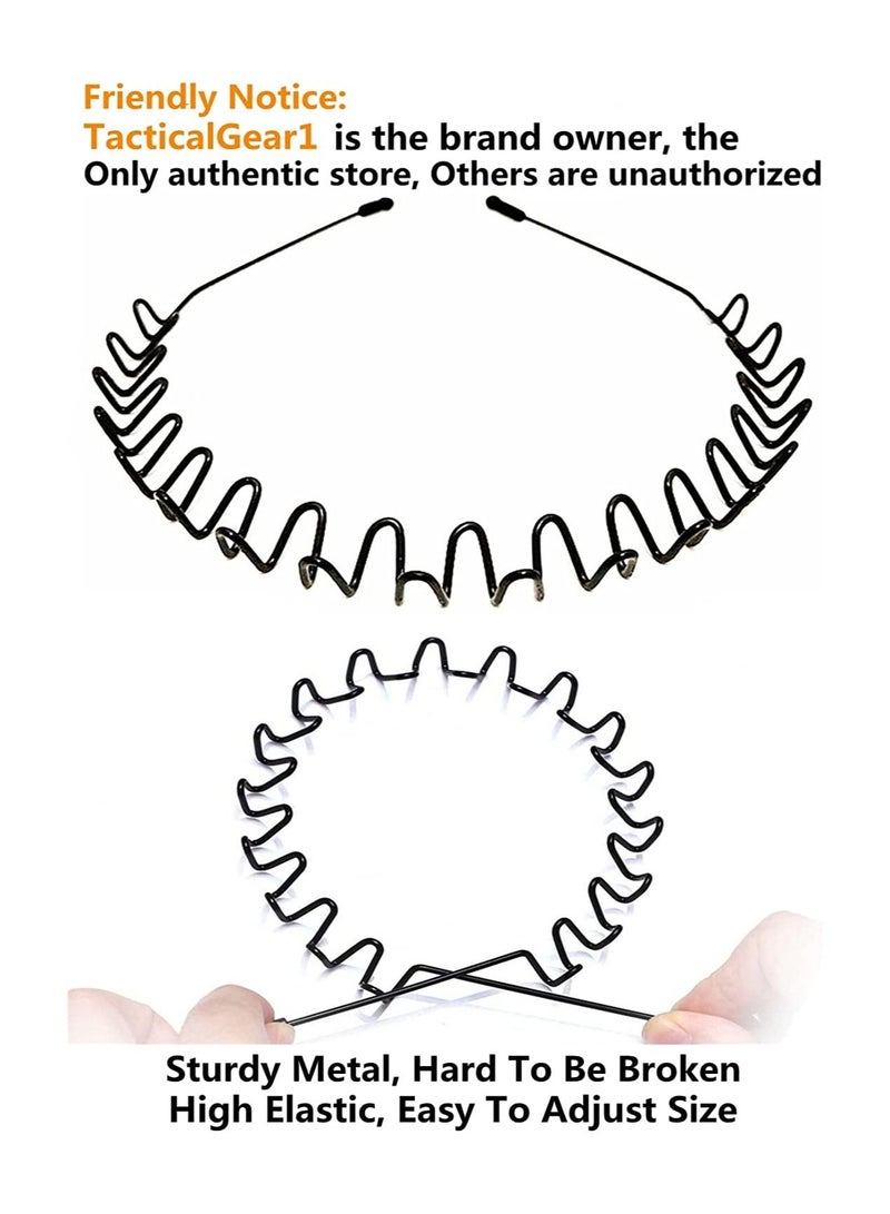 Metal Hair Bands for Men Women's Headbands, Unisex Black Wavy Spring Sports Headband for Men's Hair Band Hoop Clips Women Accessories Simple Elastic Non Slip Wide Headwear Bandeau Outdoors - Image 3