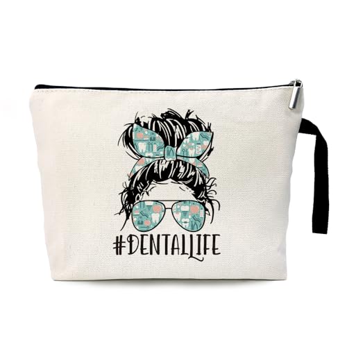 ZHANTUONE Dental Life Funny Dentists Cosmetic Bag, for Travel Toiletry Zipper Storage Pouch Makeup Bag, Dentists Gifts, For Women Dental Hygienist Makeup Bag, Dental Hygienist Gifts, Dental Assistant Gifts - Image 1