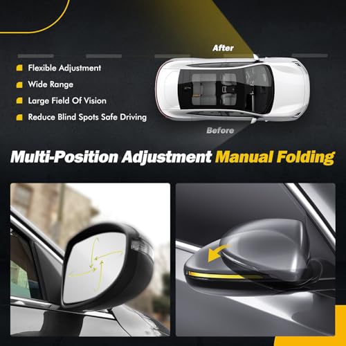 HPEVA Side Mirror Compatible with KIA Forte 2019 2020 2021 2022 2023 2024, W/Blind Spot Indicator/Heated/Manual Folding/Power Glass Door Mirror Replace ‎87620M7090 KI1321225 (8pins,Right Passenger) - Image 4