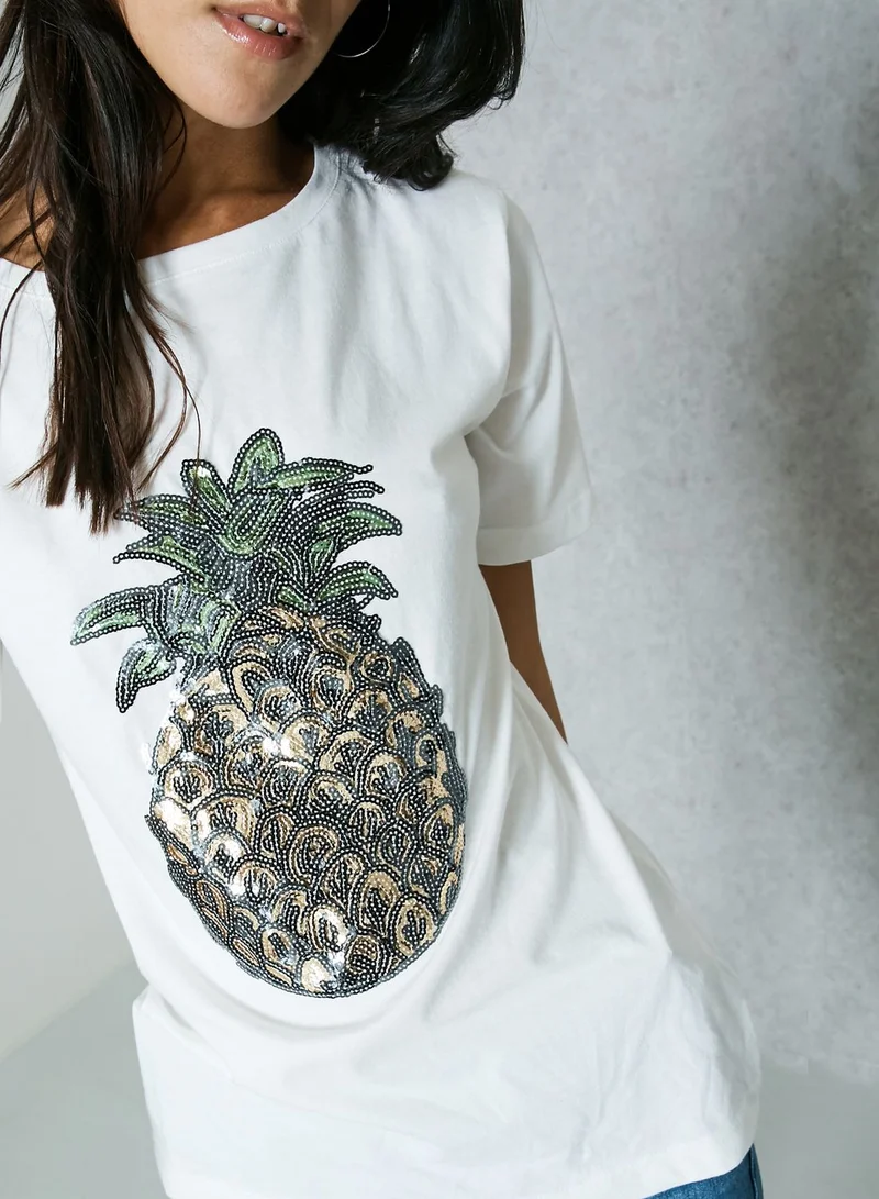 Ginger Embellished Pineapple T-Shirt