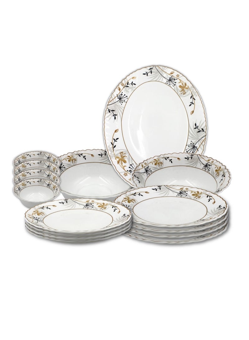 Danny home 12 pcs Opalware Dinnerware set Dishwasher Microwave Freezer Safe, BPA-Free Break Scratch Heat Resistant Dinner Soup Dessert Serving Plates, Medium & Large Bowls - Image 1