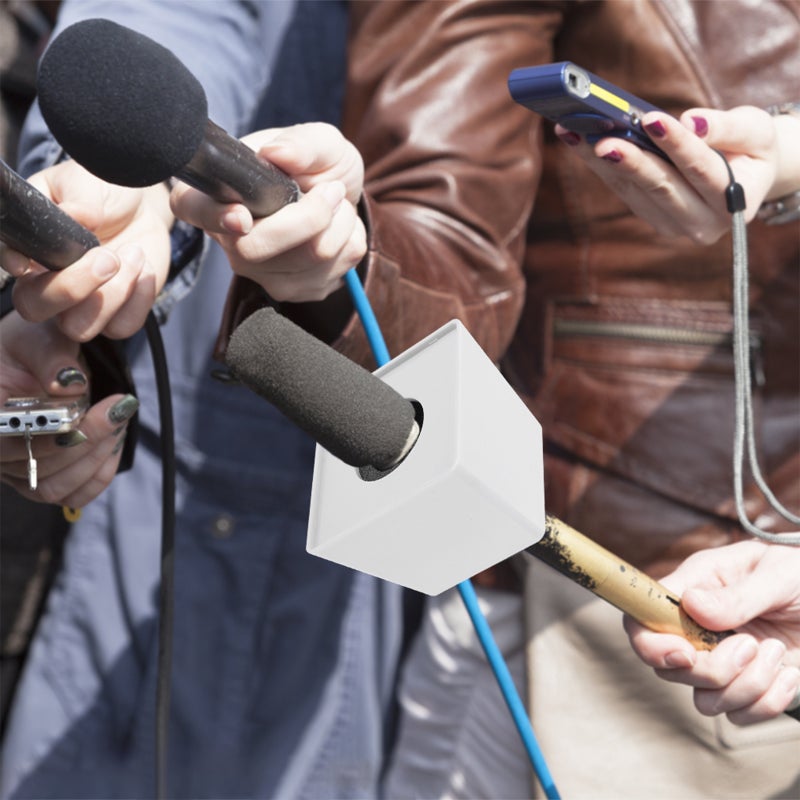 Portable Trapezoid Cube Interview Mic Logo Trapezoid Microphone Flag Station Logo - Image 5
