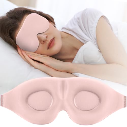 ZGGCD Sleep Mask for Side Sleeper, Light Blocking Sleeping Eye Mask for Women Men, 3D Contoured Cup Night Blindfold, Luxury Eye Cover Eyeshade with Adjustable Strap for Travel, Nap, Pink - Image 1