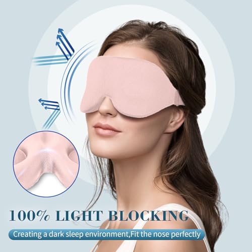 ZGGCD Sleep Mask for Side Sleeper, Light Blocking Sleeping Eye Mask for Women Men, 3D Contoured Cup Night Blindfold, Luxury Eye Cover Eyeshade with Adjustable Strap for Travel, Nap, Pink - Image 2