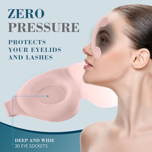 ZGGCD Sleep Mask for Side Sleeper, Light Blocking Sleeping Eye Mask for Women Men, 3D Contoured Cup Night Blindfold, Luxury Eye Cover Eyeshade with Adjustable Strap for Travel, Nap, Pink - Image 4