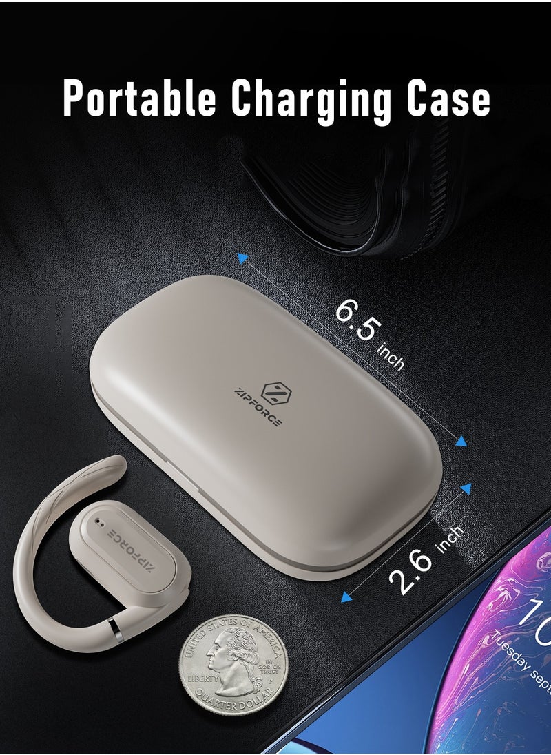 ZIPFORCE - True Wireless Earbuds, Open Ear Bluetooth 5.4 Headphones 4-Mics ENC Clear Call, OWS Bluetooth Earbuds Touch Control, IPX6 Waterproof TWS, Light-Weight Earphones - Image 1