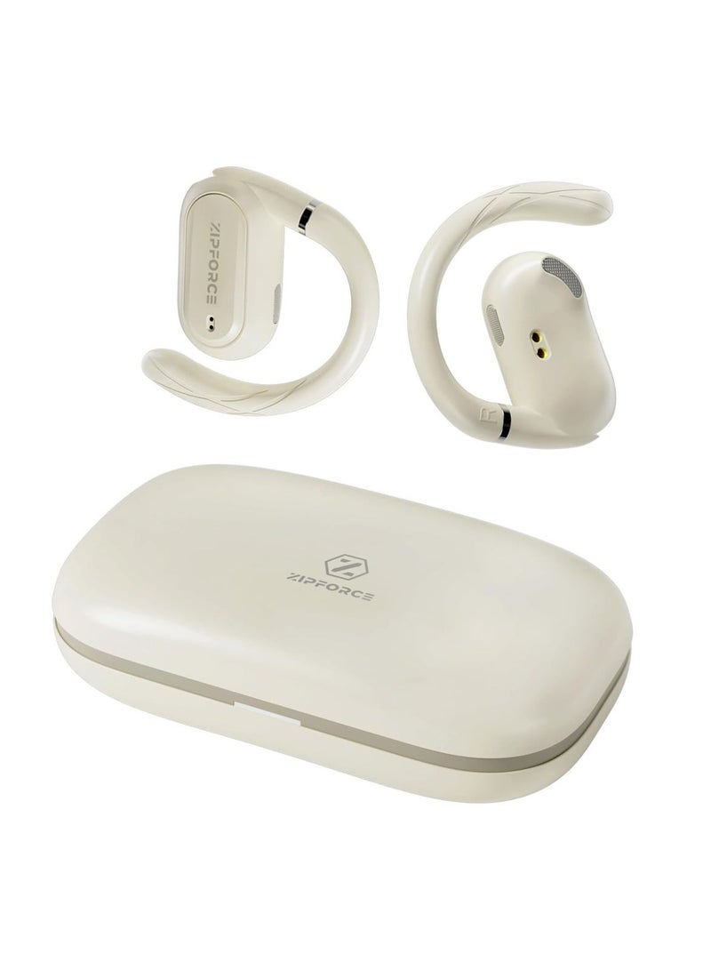 ZIPFORCE True Wireless Earbuds, Open Ear Bluetooth 5.4 Headphones 4-Mics ENC Clear Call, OWS Bluetooth Earbuds Touch Control, IPX6 Waterproof TWS, Light-Weight Earphones - Image 1