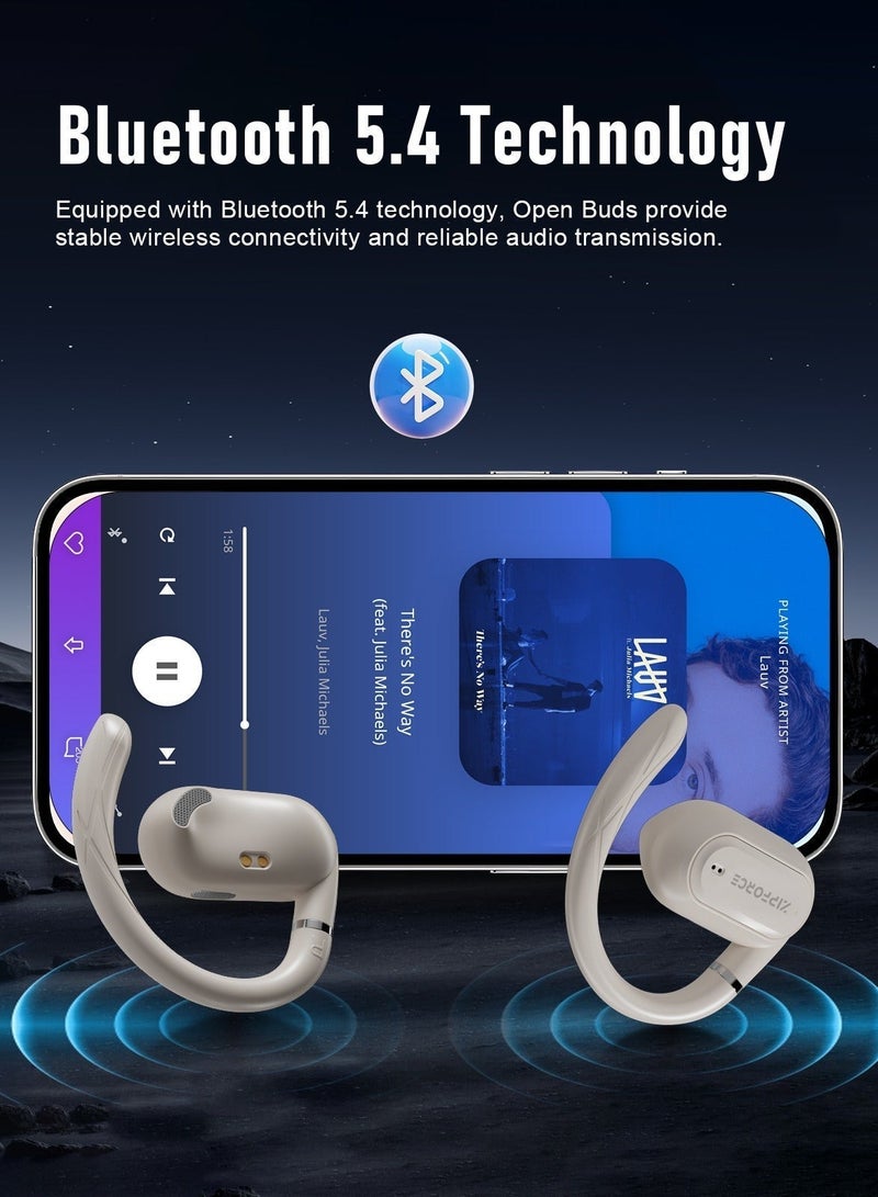 ZIPFORCE True Wireless Earbuds, Open Ear Bluetooth 5.4 Headphones 4-Mics ENC Clear Call, OWS Bluetooth Earbuds Touch Control, IPX6 Waterproof TWS, Light-Weight Earphones - Image 4