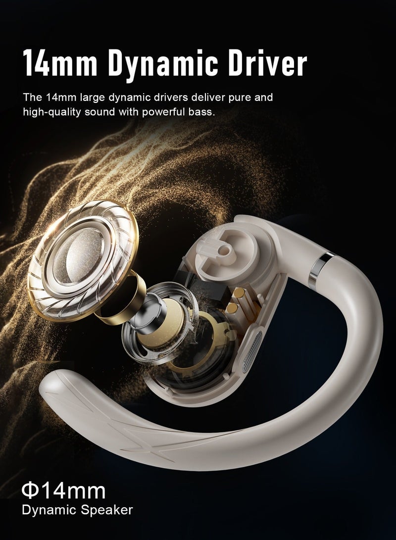 ZIPFORCE True Wireless Earbuds, Open Ear Bluetooth 5.4 Headphones 4-Mics ENC Clear Call, OWS Bluetooth Earbuds Touch Control, IPX6 Waterproof TWS, Light-Weight Earphones - Image 3