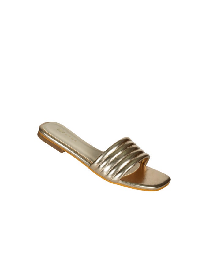 ZAYNA 221-49 Zayna Ladies  Square Toe  Sliders 3T0628A-06 Gold  - Image 1