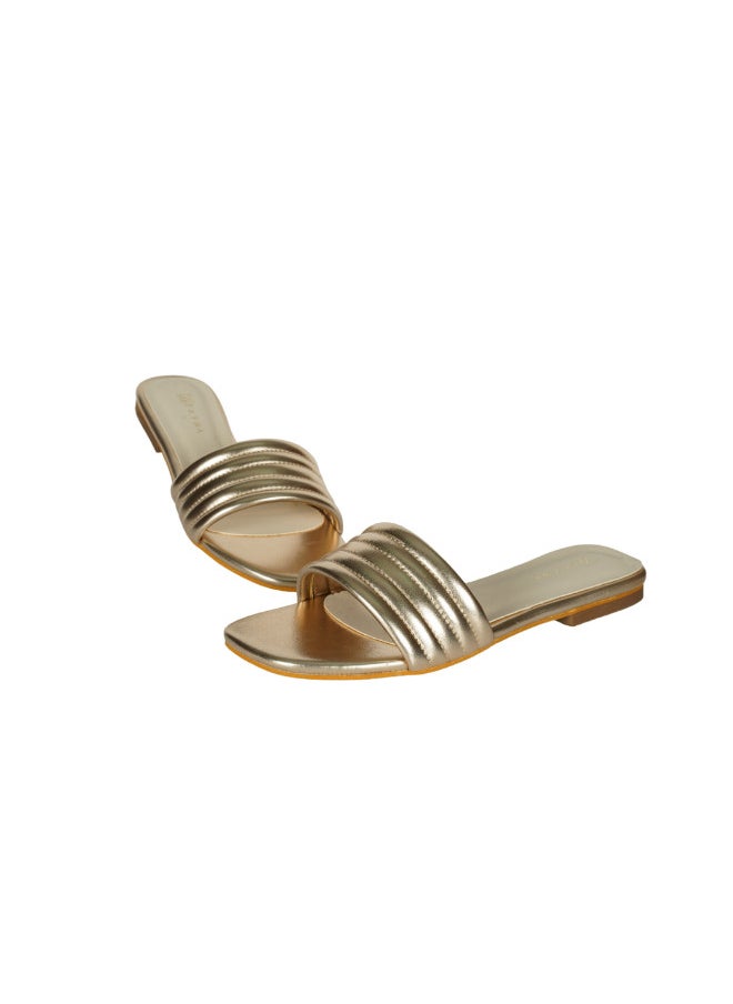 ZAYNA 221-49 Zayna Ladies  Square Toe  Sliders 3T0628A-06 Gold  - Image 2