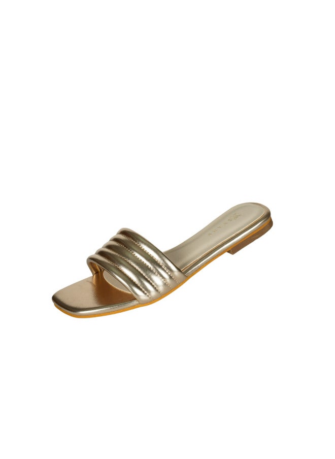ZAYNA 221-49 Zayna Ladies  Square Toe  Sliders 3T0628A-06 Gold  - Image 3