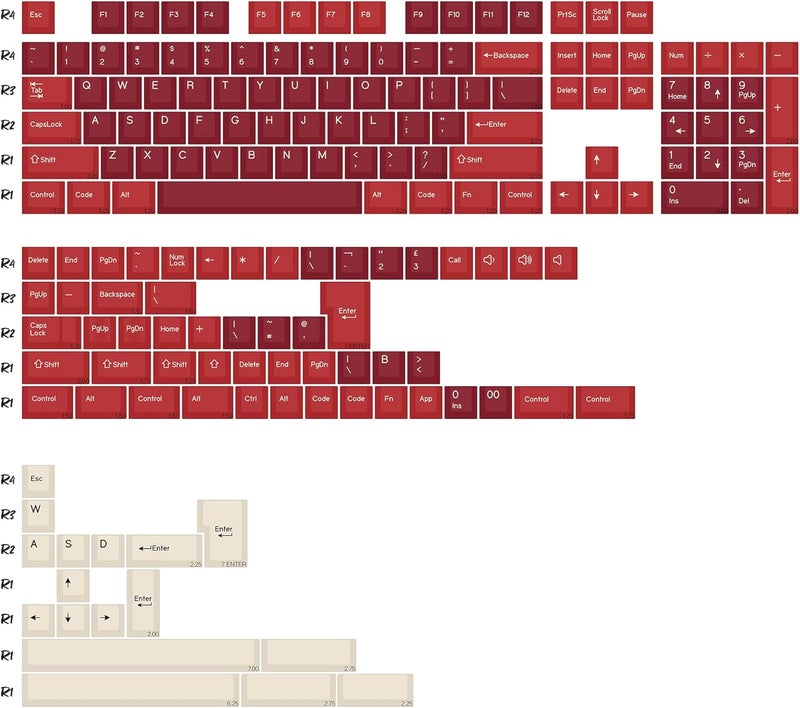 KBDiy Jamon PBT Double Shot Keycap Set,174 Keys Red Custom Key Cap Keycaps 70 Percent Cherry Profile Keycaps for 61/64/68/84/87/100/104/108 Mechanical Keyboard - Image 2
