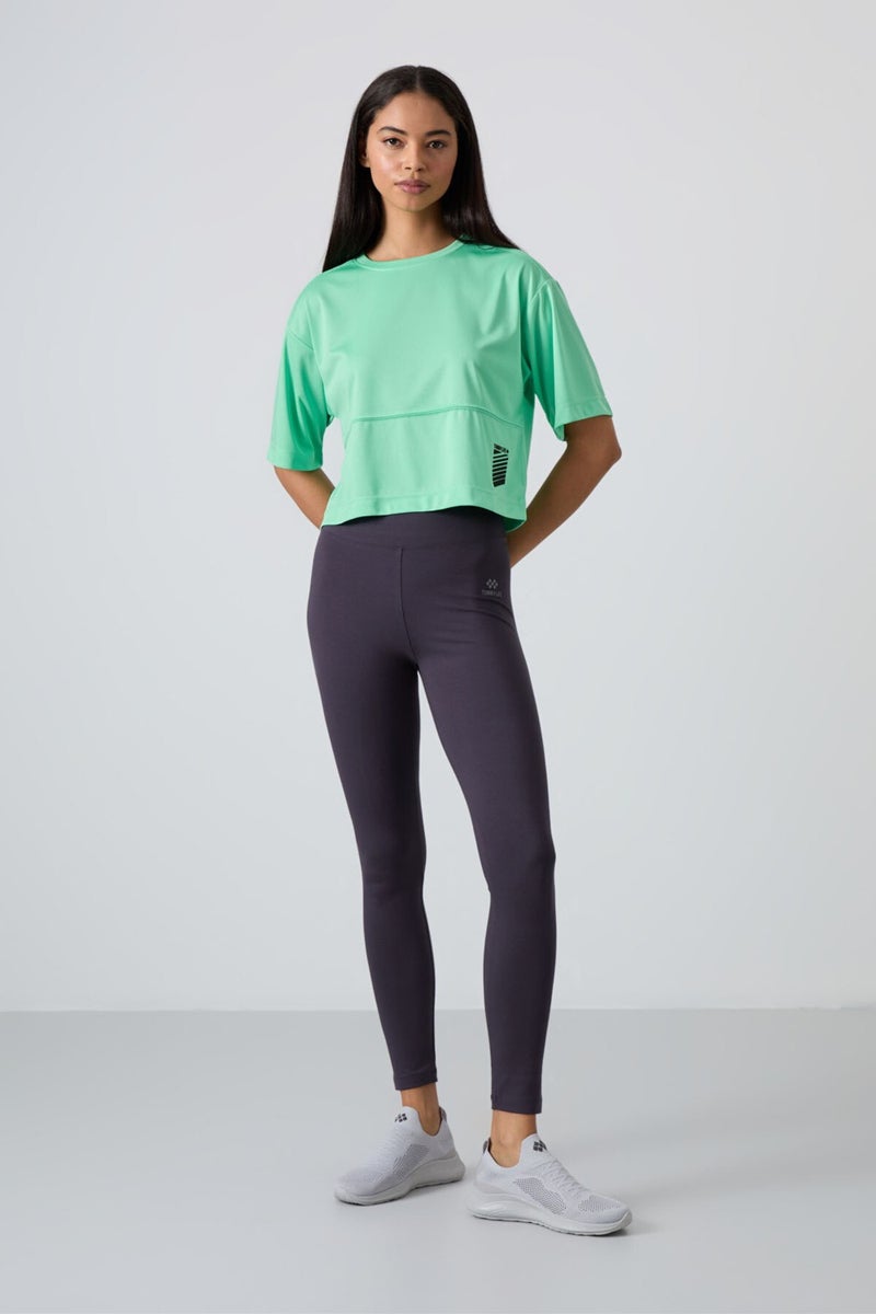 Tommy Life Water Green Polyester Breathable Textured Thin Flexible Oversize Fit Performance Women's T-Shirt - 97284  - Image 2