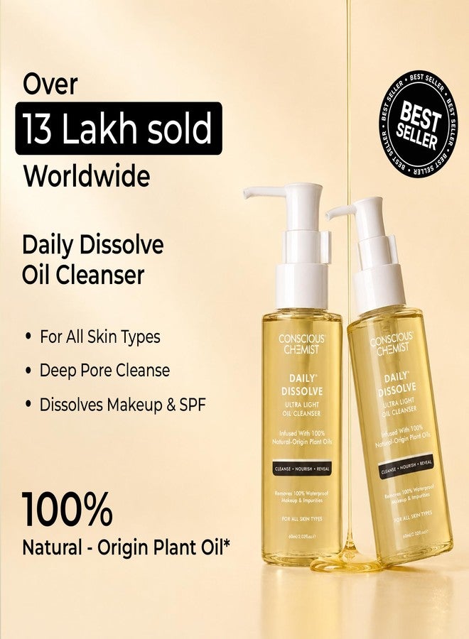 Conscious Chemist® Makeup Remover Oil Cleanser | 60ml Gently Removes Makeup, SPF & Impurities | Face Wash for Men & Women. Soft & Glowing Skin - Daily Dissolve | Pack of 2 - Image 5