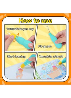 YPlus Water Reveal Activity Books For Kids, Toddler Travel Toys Mess Free Coloring, Magic Paint With Water Books For Car Plane Yard Ages 3 4 5 6 7 - Theme Animals  - Image 2