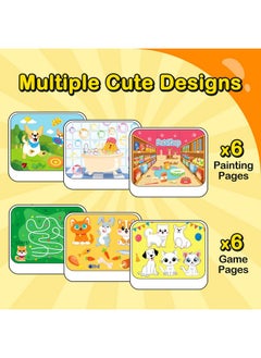 YPlus Water Reveal Activity Books For Kids, Toddler Travel Toys Mess Free Coloring, Magic Paint With Water Books For Car Plane Yard Ages 3 4 5 6 7 - Theme Animals  - Image 3