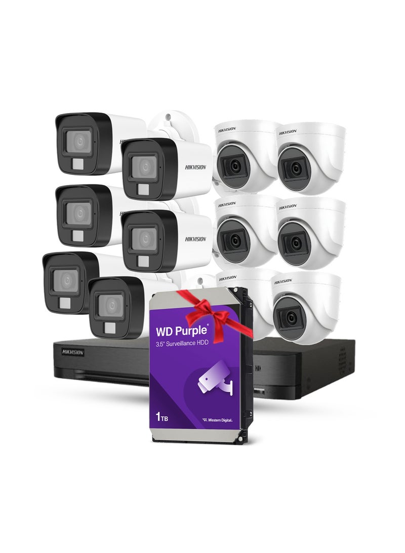 HIKVISION 5MP Camera Full Surveillance System | 6 Indoor + 6 Outdoor Cameras + 16-Channel DVR + 1TB WD Purple HDD + RG59 Cable - Image 1