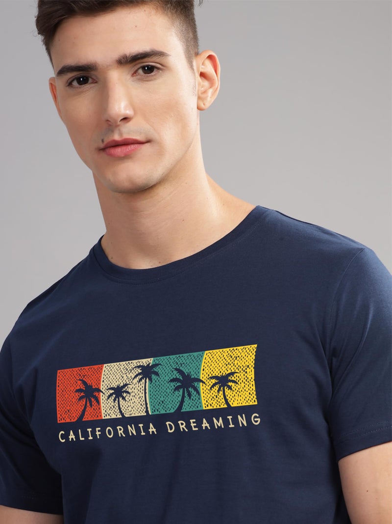 ADRO Mens Printed T Shirt | The Super Soft Tshirt in India| Pure Cotton Lycra Breathable Fabric| 4 Way Stretch smart tech Fabric| Round Neck T-Shirt (Also in Plus Size) RN25-ST-CLDM-NB-4XL Navy Blue - Image 3