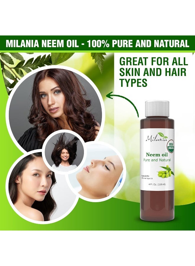 MILANIA Premium Organic Neem Oil VirginCold PressedUnrefined 100% Pure Natural Grade A. Excellent Quality.(4 Fl. Oz.)  - Image 4