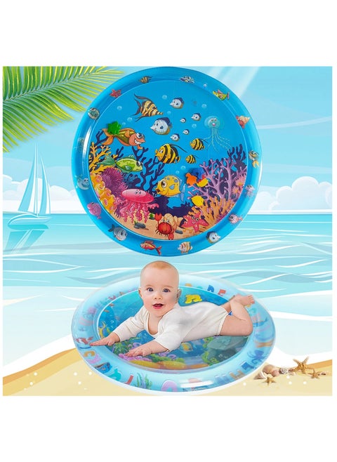 Large Inflatable Water Play Mat (100 x 100cm), Extra Large Multi-Stage Activity Center for Toddlers and Sensory Toys, Inflatable Play Mat, Visually Stimulating Gift for Boys & Girls