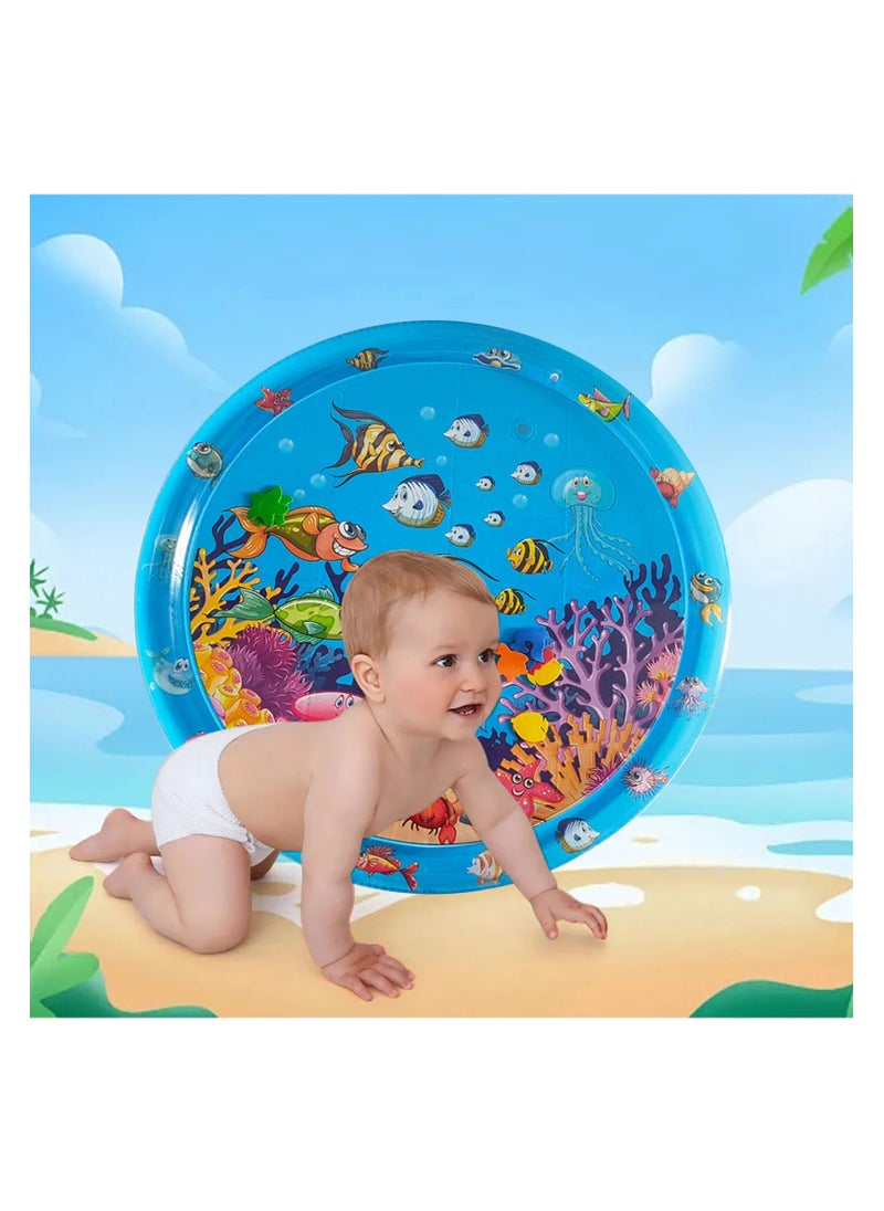 Large Inflatable Water Play Mat (100 x 100cm), Extra Large Multi-Stage Activity Center for Toddlers and Sensory Toys, Inflatable Play Mat, Visually Stimulating Gift for Boys & Girls