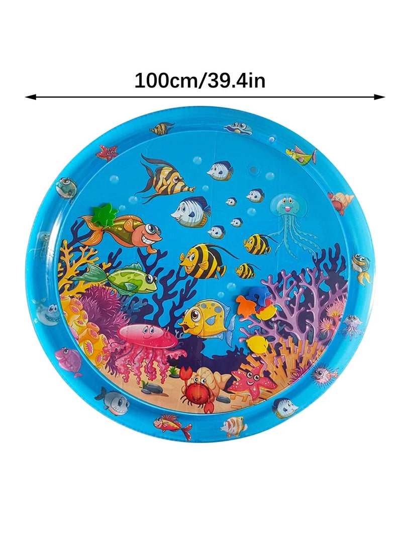 Large Inflatable Water Play Mat (100 x 100cm), Extra Large Multi-Stage Activity Center for Toddlers and Sensory Toys, Inflatable Play Mat, Visually Stimulating Gift for Boys & Girls