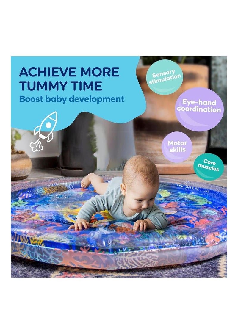 Large Inflatable Water Play Mat (100 x 100cm), Extra Large Multi-Stage Activity Center for Toddlers and Sensory Toys, Inflatable Play Mat, Visually Stimulating Gift for Boys & Girls