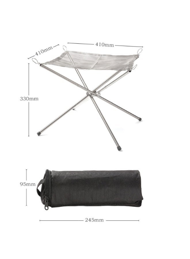 MS MIN Portable Stainless Steel Folding Fire Pit & Wood-Burning BBQ Grill with Storage Bag | Outdoor Camping & Picnic Stove - Image 3