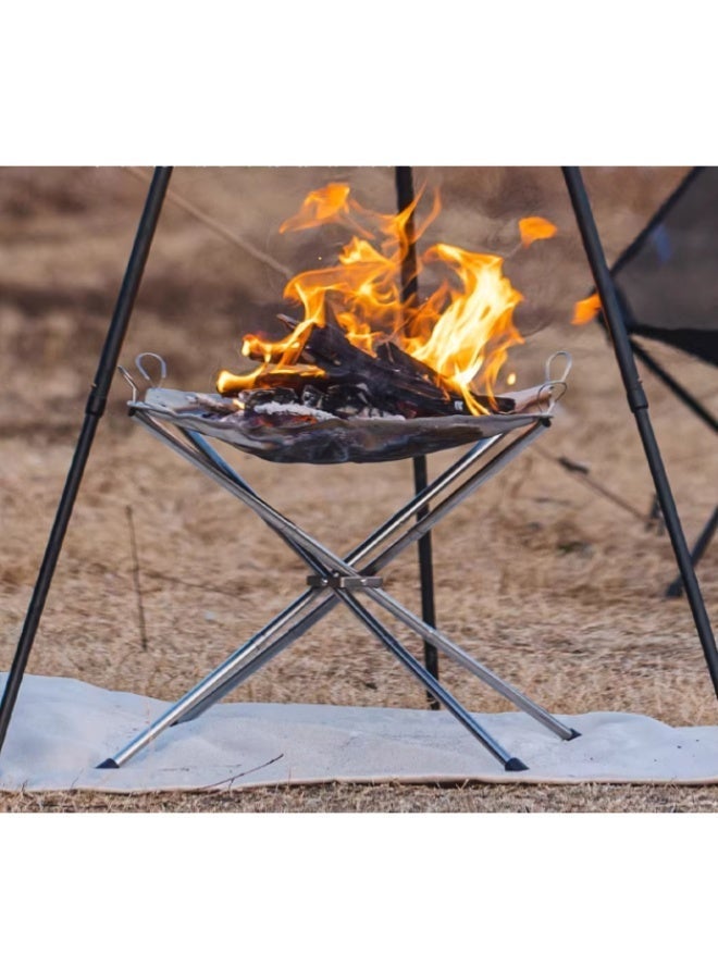 MS MIN Portable Stainless Steel Folding Fire Pit & Wood-Burning BBQ Grill with Storage Bag | Outdoor Camping & Picnic Stove - Image 1