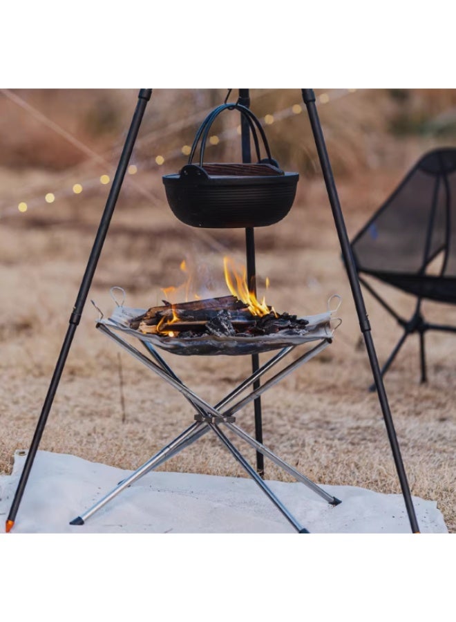 MS MIN Portable Stainless Steel Folding Fire Pit & Wood-Burning BBQ Grill with Storage Bag | Outdoor Camping & Picnic Stove - Image 4