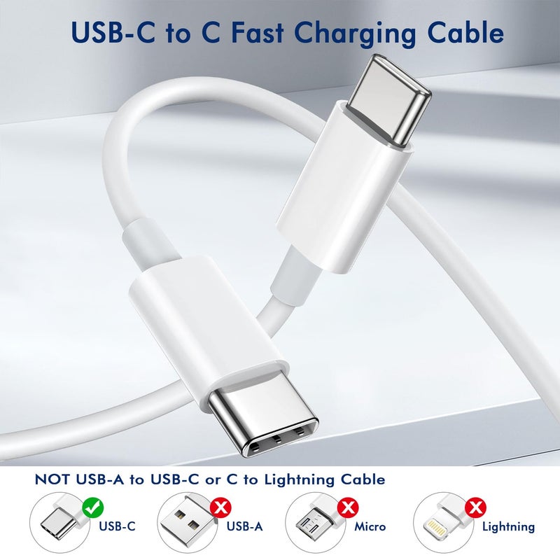 APFEN USB C to USB C Cable (6FT, 2Pack),Type-C 60W Woven Fast Charging Cord Long for iPhone 17/16/15 Pro Max Samsung S25 S24 S23 Note 20 MacBook iPad Airï¼ŒWhite - Image 5