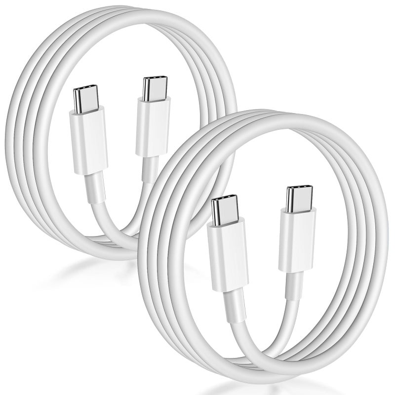 APFEN USB C to USB C Cable (6FT, 2Pack),Type-C 60W Woven Fast Charging Cord Long for iPhone 17/16/15 Pro Max Samsung S25 S24 S23 Note 20 MacBook iPad Airï¼ŒWhite - Image 1