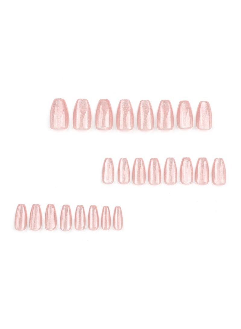 أظافر صناعية قصيرة باللون الوردي أوبال 24 قطعة - Image 4
