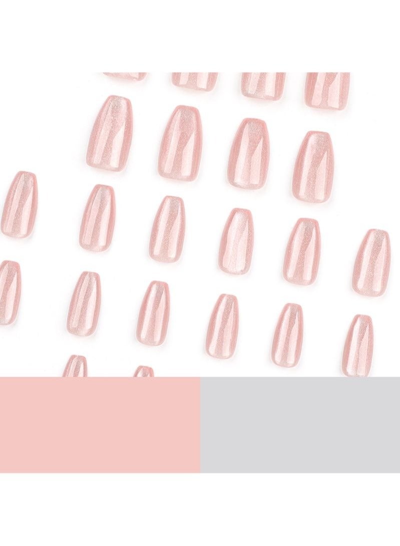 أظافر صناعية قصيرة باللون الوردي أوبال 24 قطعة - Image 5