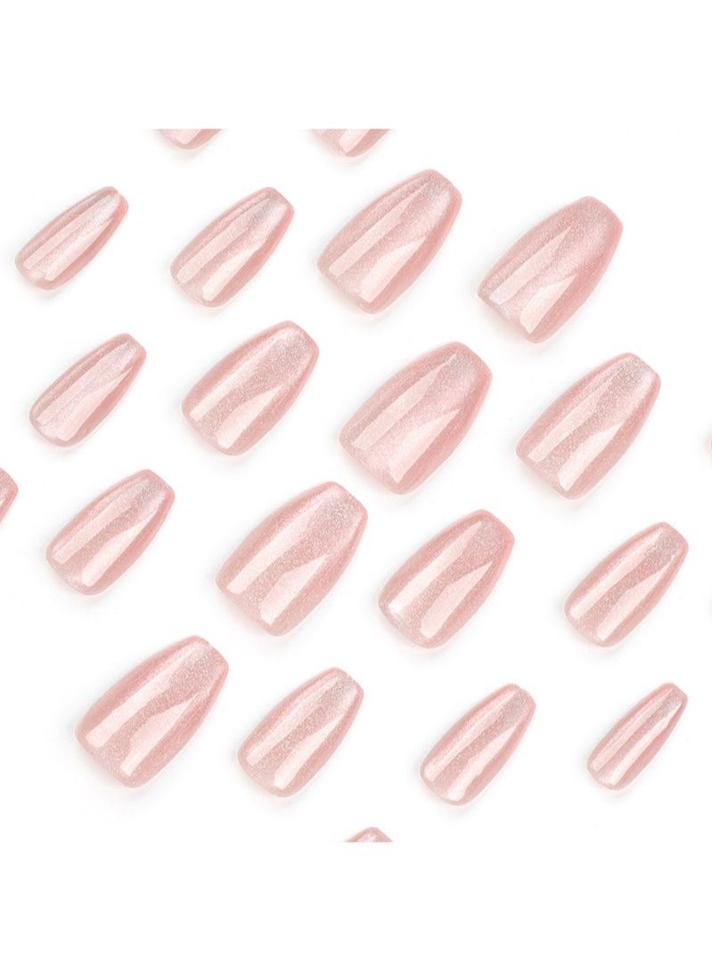 أظافر صناعية قصيرة باللون الوردي أوبال 24 قطعة - Image 2
