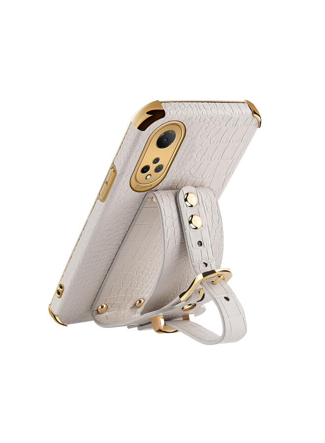 اس-توب جراب لهاتف Honor X7 مصنوع من جلد البولي يوريثان الحراري بنمط تمساح مطلي بالكهرباء مع حزام معصم - Image 5